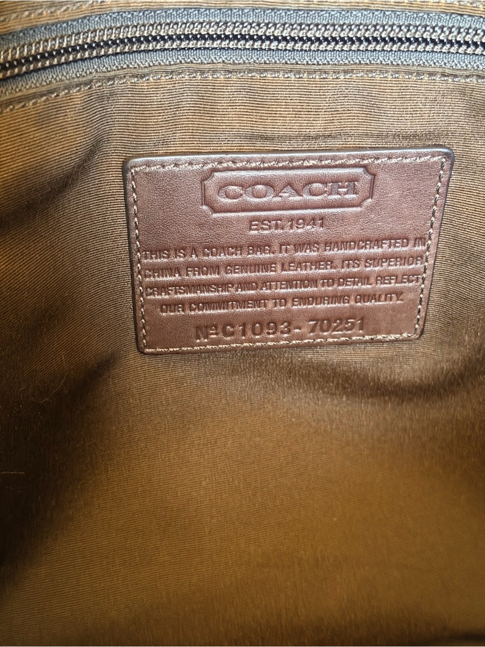 COACH Brown C Logo Stamped Leather Briefcase Laptop Business Shoulder Bag 70251 - Picture 8 of 13